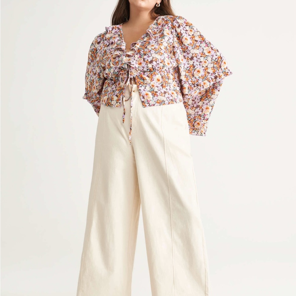 Find Me Floral Long Sleeve Tie Front Top